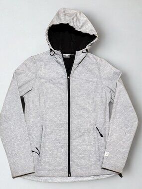 New Balance Gray Hooded Softshell Activewear Jacket - Small